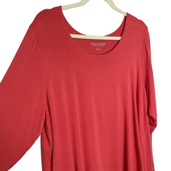 Soft Surroundings Coral Long Sleeve Layered Tunic Top. 1X - Picture 3 of 8